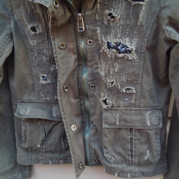 See You Monday Sz S Military Army Green Denim Jack - Picture 7 of 13